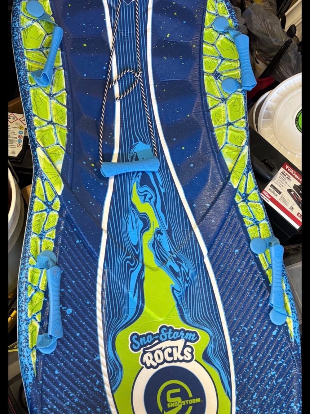 Kids Snow Sled - Blue and Lime